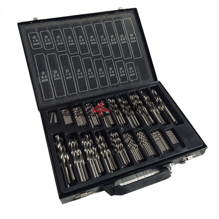 HSS fúró nagy készlet fém tokban 170 db 1-10 mm