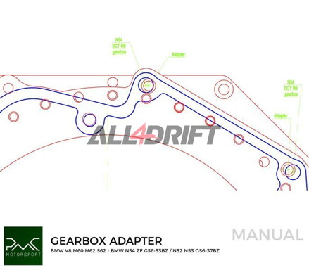 PMC adapter BMW V8 motorhoz M60 M62 S62 és sebességváltóhoz BMW M50 M52 M54 M57 S50 S52 S54 M2 M3 M4 DCT DKG GS7D36SG R6 N54 GS6-53BZ N52 N53 GS6-37BZ