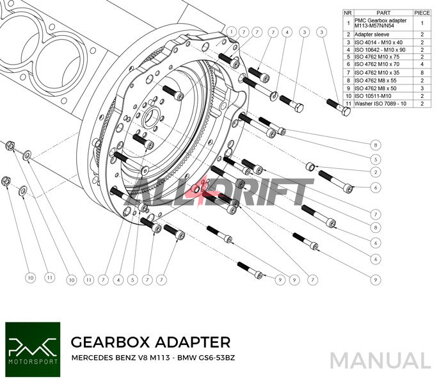 PMC adapter Mercedes-Benz M112 M113 motorhoz és BMW M57N / M57N2 GS6-53DZ / N54 GS6-53BZ / N52 N53 GS6-37BZ sebességváltókhoz