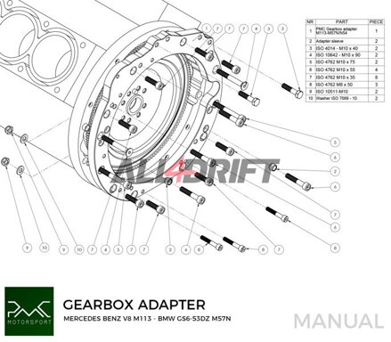 PMC adapter Mercedes-Benz M112 M113 motorhoz és BMW M57N / M57N2 GS6-53DZ / N54 GS6-53BZ / N52 N53 GS6-37BZ sebességváltókhoz