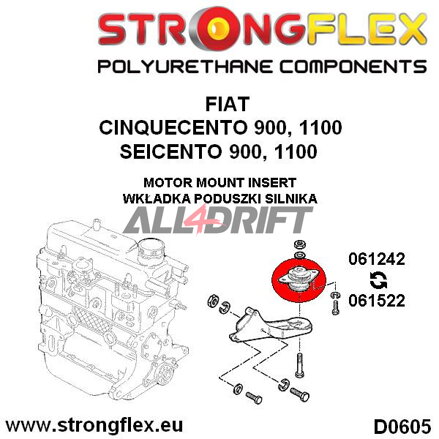 061242B Motortartó bak betét Fiat Cinquecento / Seicento