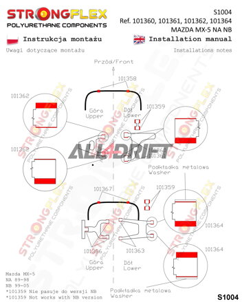 106127B Hátsó futómű szilent készlet - Mazda I (89-98) NA
