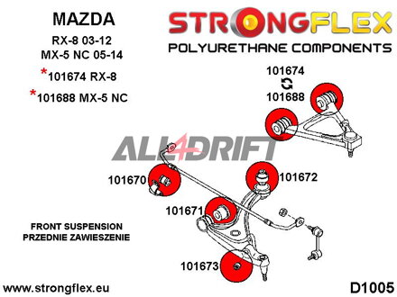 101688A Első felső lengőkar szilent SPORT - Mazda III (05-14) NC