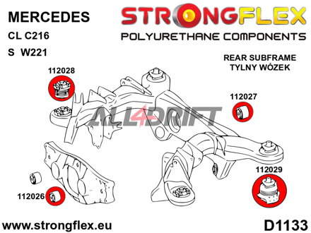 112029B Hátsó bölcső – hátsó szilent - Mercedes C216 RWD