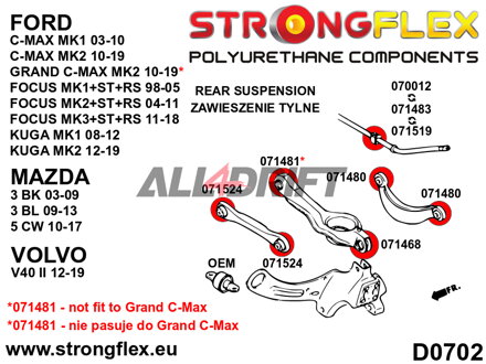 071481A Hátsó alsó lengőkar belső szilent SPORT Ford / Mazda / Volvo