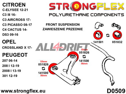 141500A Első lengőkar szilent 56mm SPORT