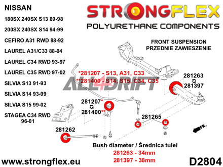 281400A Első stabilizátor szilent SPORT - Nissan R32 (89-94) AWD