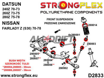 280003A Első merevítő rúd szilent a karosszériához SPORT Datsun / Nissan