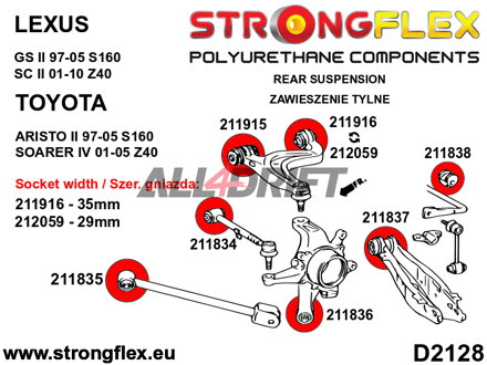 212059A Hátsó felső lengőkar - hátsó szilent 29mm SPORT - Lexus II (97-05) S160