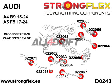 022068A Hátsó alsó lengőkar belső szilent SPORT Audi A4 / A5
