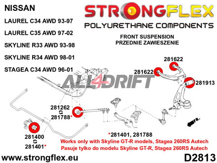 281622A Első felső lengőkar szilent SPORT - Nissan R33 (93-98) RWD