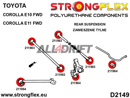 216276B Hátsó futómű szilent készlet - Toyota E100 FWD
