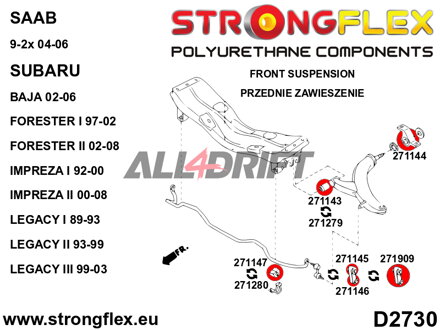 271143A Első lengőkar első szilent 55mm SPORT - Subaru I (97-02) SF