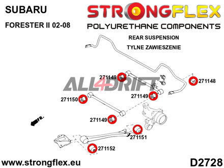 271151B Hátsó összekötő rúd hátsó szilent a kerékagyhoz - Saab 9-2X (04-06)
