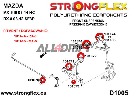 106175B Első futómű szilent készlet - Mazda RX-8 (03-12) SE3P
