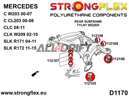 112105B Hátsó segédkeret – első szilent - Mercedes W209 (02-10)