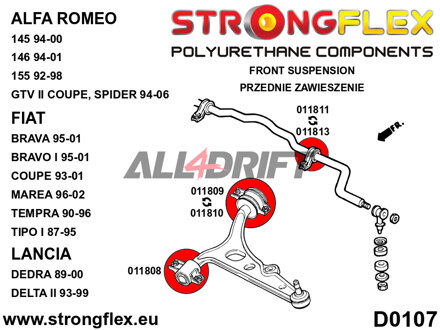 011809A Első alsó lengőkar - hátsó szilent 47mm SPORT