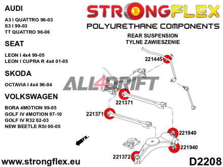 226129B Hátsó futómű szilent készlet Audi / VW / Škoda
