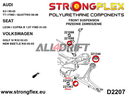 221343B Első lengőkar első szilent Audi / VW / Seat