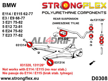 036134B Teljes futómű szilent készlet BMW E3 / E9 / E12 / E24