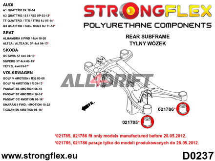 021786A Hátsó bölcső hátsó szilent 70mm SPORT Audi / Seat / Škoda / VW