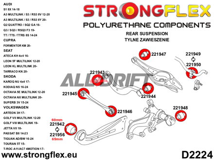 221946A Hátsó összekötő rúd külső szilent SPORT Audi / Seat / Škoda / VW / Cupra