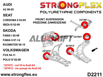 226245A Első futómű és hátsó bölcső szilent készlet SPORT - Seat III (02-08) 6L
