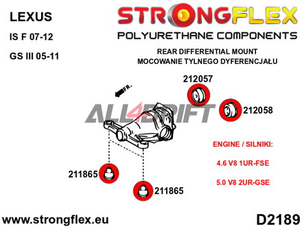 216235A Teljes poliuretán futómű szilent készlet SPORT - Lexus III (05-11) S190