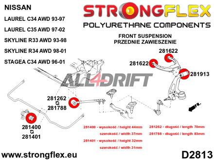 281913A Első kerékagy szilent SPORT - Nissan R33 (93-98) RWD