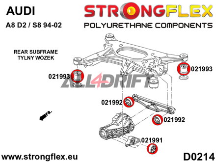 021991B Hátsó differenciálmű első tartó szilent Audi / VW