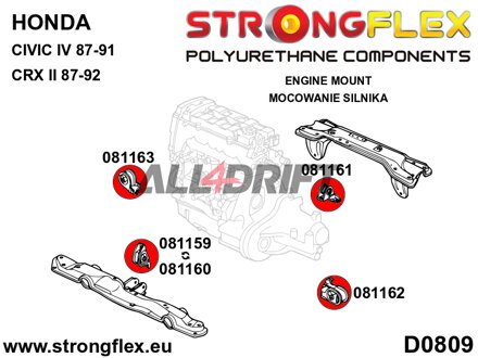 081159A Első motortartó bak betétek SPORT - Honda IV (88-91) EC / ED / EE / EF / EX
