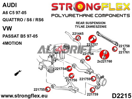 221761A Hátsó összekötő rúd külső szilent SPORT Audi