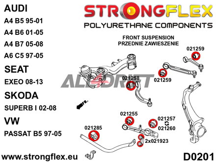 021258A Első alsó lengőkar hátsó szilent SPORT Audi / Seat / Škoda / VW