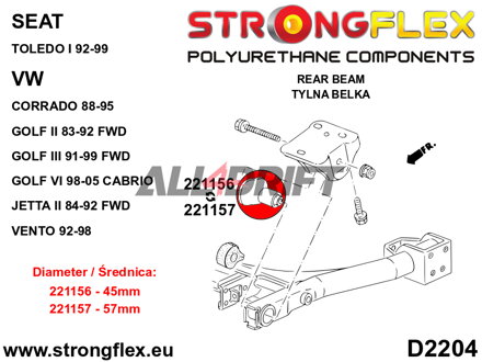 221157B Hátsó segédkeret szilent 57mm - Seat I (92-99) 1L