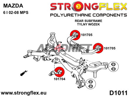 101704A Hátsó differenciálmű első tartó szilent SPORT - Mazda GG1 (05-08) MPS / Mazdaspeed