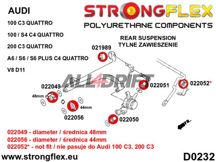 022049A Hátsó alsó lengőkar első szilent 48mm SPORT Audi