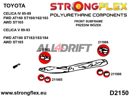211986A Első segédkeret - hátsó szilent SPORT - Toyota T180 (89-93) GT-Four / All-Track