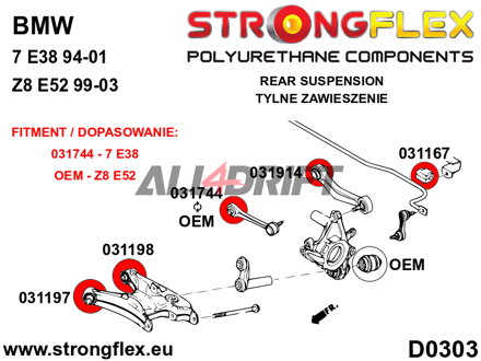 036112A Hátsó alsó hosszlengőkar szilent készlet SPORT BMW E38 / E39 / E6x