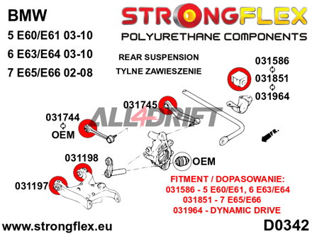 036112A Hátsó alsó hosszlengőkar szilent készlet SPORT BMW E38 / E39 / E6x
