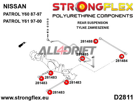 281484A Panhard rúd szilent a differenciálműnél 26mm SPORT - Nissan IV (87-97) Y60