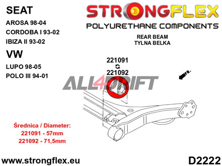 221091A Hátsó bölcső szilent 57mm SPORT - Seat I (93-02) 6K
