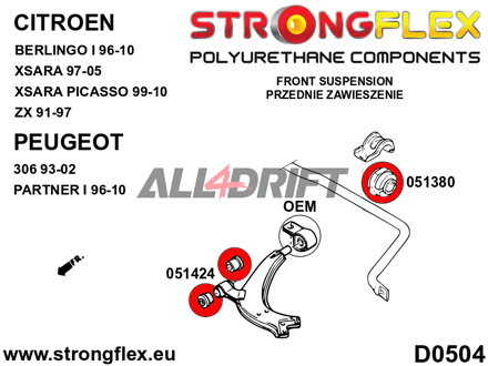 051424A Első lengőkar első szilent SPORT Citroen / Peugeot